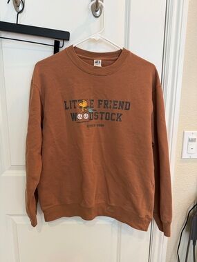 Peanuts 'Little Friend Woodstock' Brown Crewneck Sweatshirt